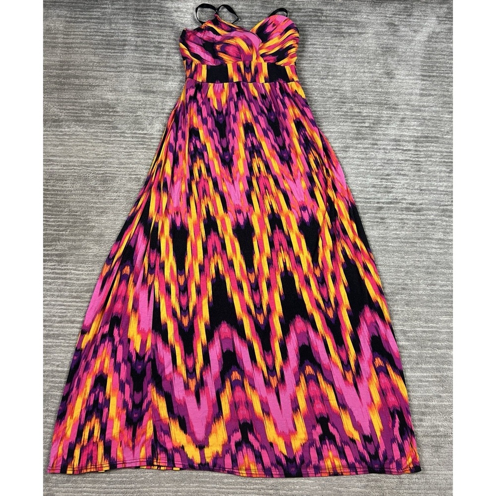 New‎ Directions Dress Womens Large Multicolor Sleeveless Maxi Long Rayon Blend